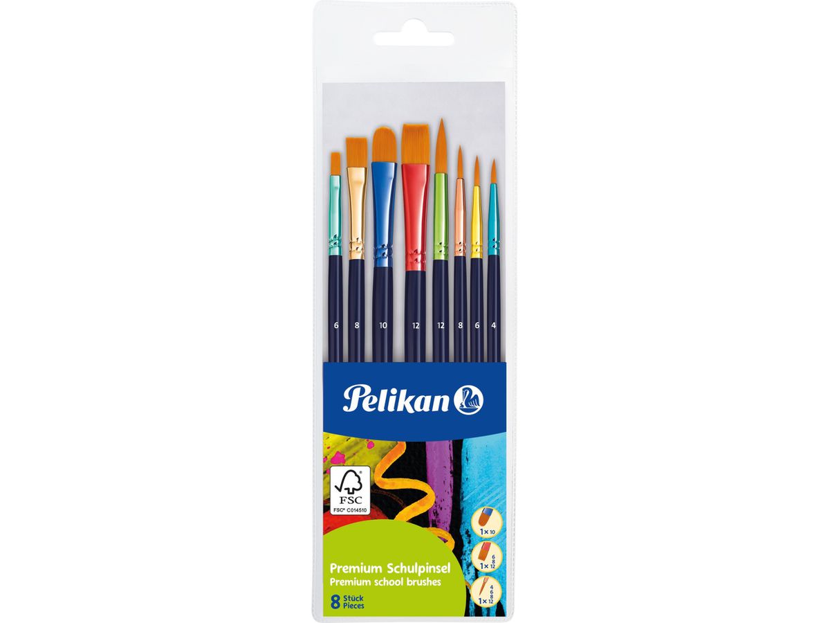 PELIKAN Set de pinceaux Premium 701181 8 pinceaux (4012700701183)