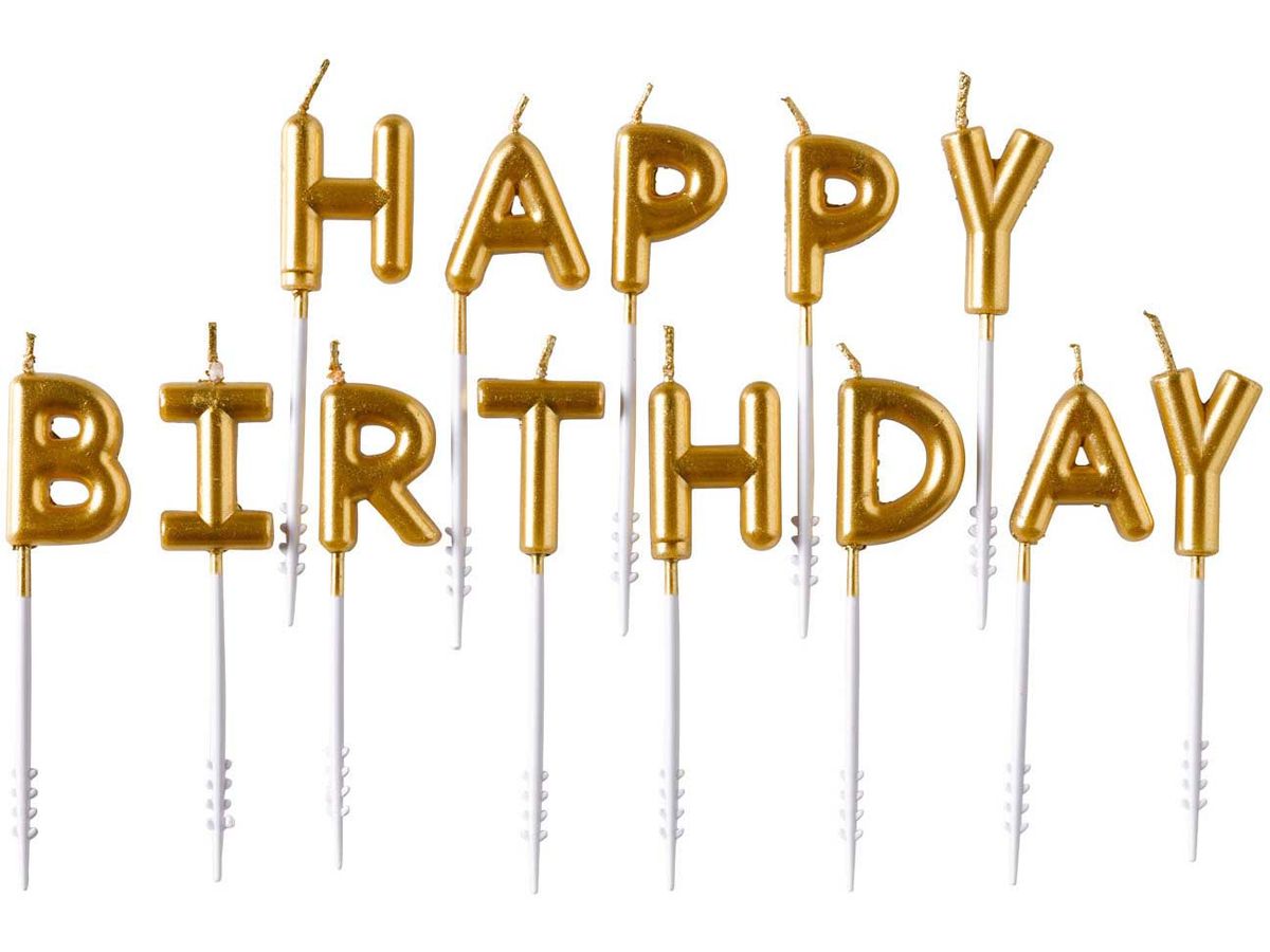 NEUTRAL Letter Candles 9904370 Happy Birthday, oro 7.3cm (0192937013779)