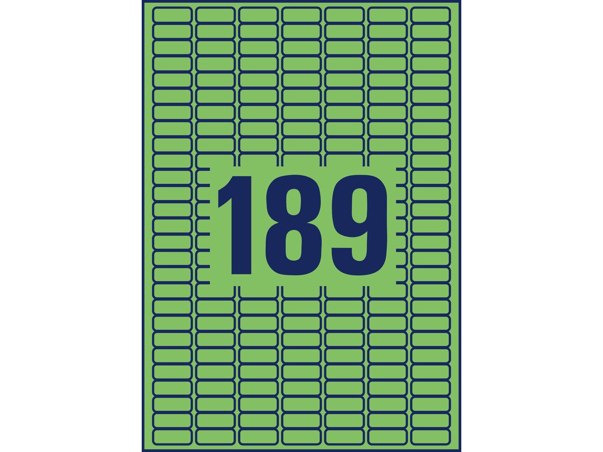 AVERY ZWECKFORM Etiketten 25,4x10mm L6049-20 grün 3780Stk./20Bl. (4004182608968)