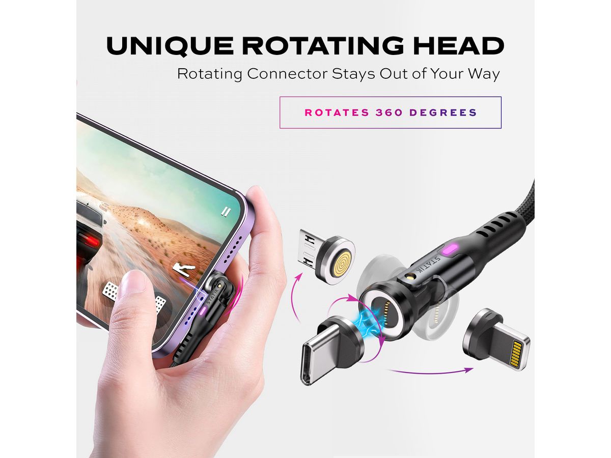 STATIK Statik 360 Pro, Uni.Mag. Tip PUP-0520-10FT Cable, 3m, 100W Black (0810024055166)