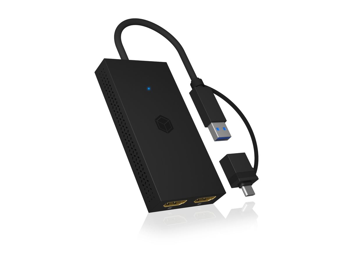 ICY BOX Mobiler USB-Dual HDMI Splitter IB-SPL1029AC USB 3.2 Type-A / C (4250078173403)