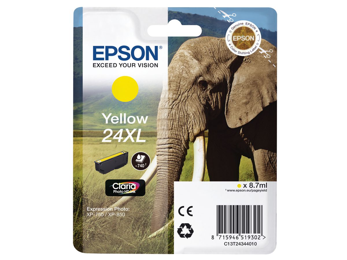 EPSON Cart. d'inchiostro 24XL yellow T243440 XP 750/850 500 pagine (8715946625485)