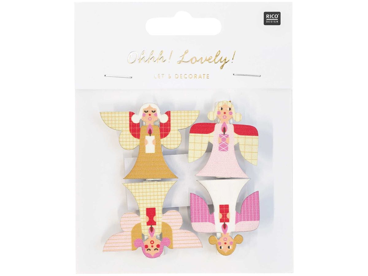 RICO DESIGN Clip decorative angelo 3.5cm 7040.31.25 4 pezzi (4051271476472)