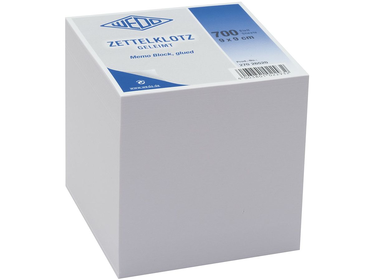WEDO Bloc cube papier 27026520 9x9cm colle 700fe. blanc (4003801022932)