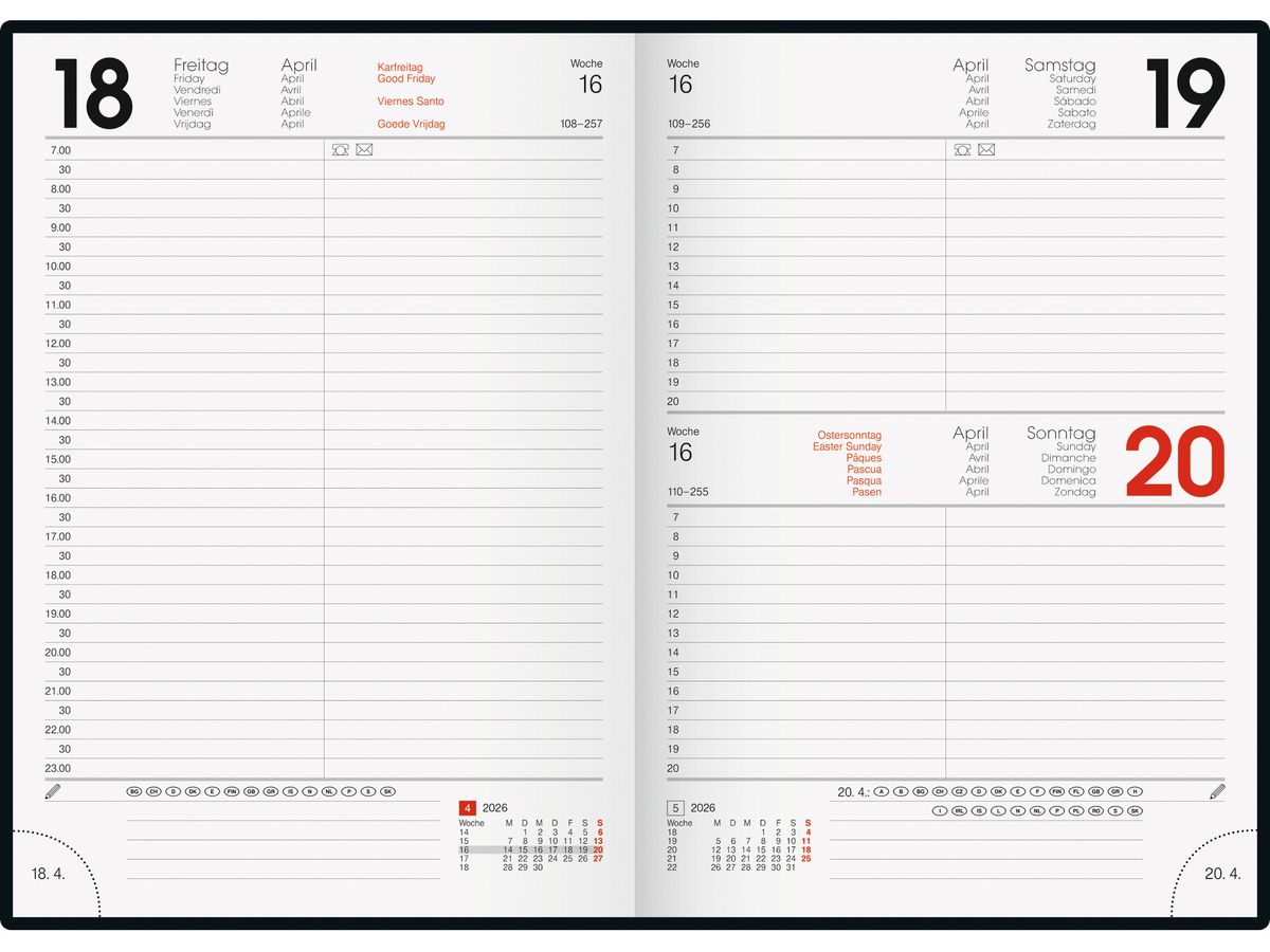 BRUNNEN Calendrier 2026 1079561036 1J/1P bleu ML A5 (4061947144673)