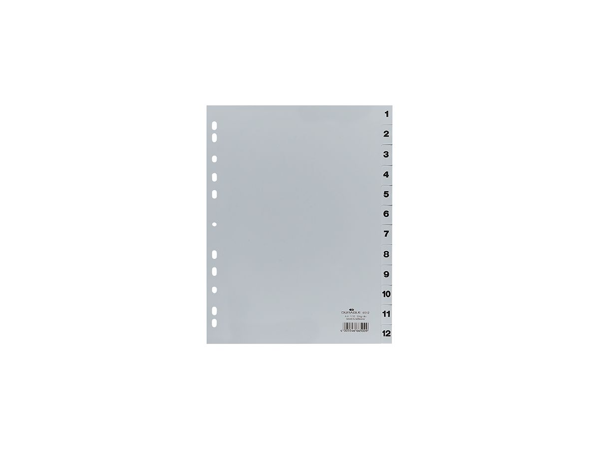 DURABLE Répertoires PP A4 651210 gris 1-12 (4005546665009)