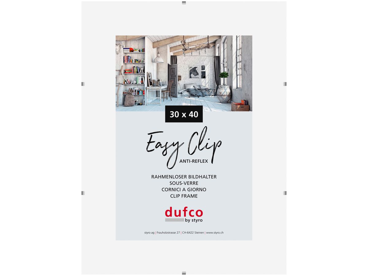DUFCO Cliprahmen (ohne Rahmen) 1420.41005 30x40cm (7610259410050)