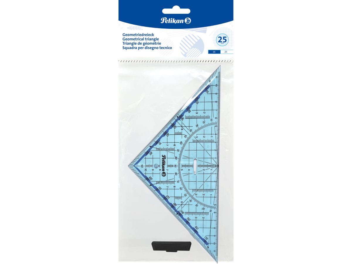 PELIKAN Equerre 22cm 7137471 transp. bleu, manche mobile (4012700137470)