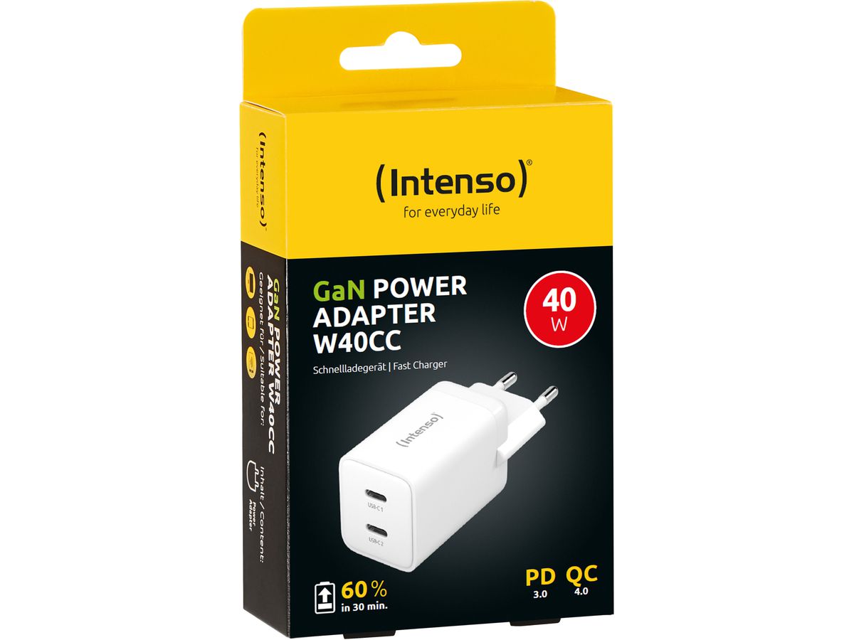 INTENSO Power Charger 40W GaN white 7804012 2 x USB-C (4034303033348)