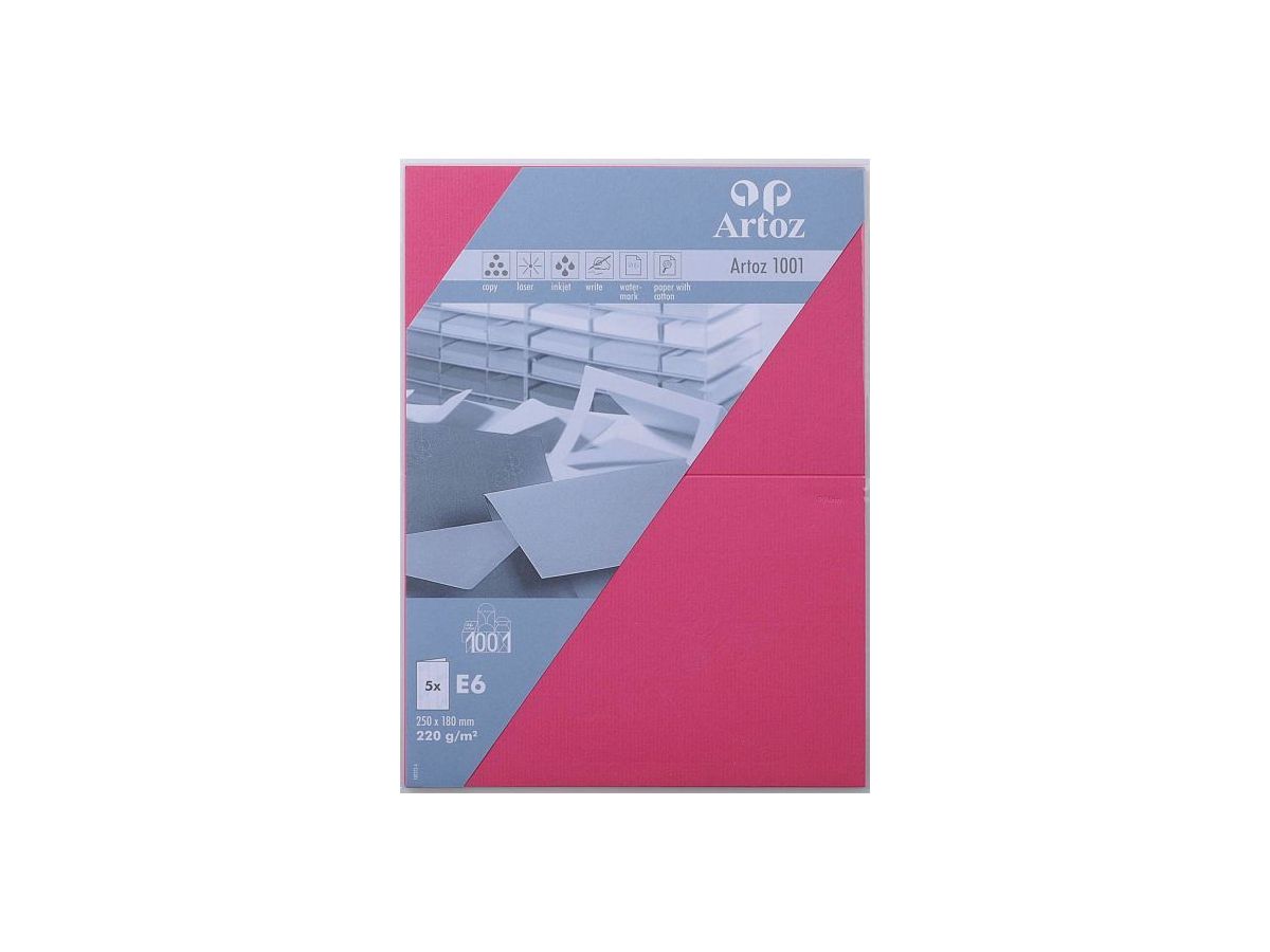ARTOZ Cartoline 1001 E6 107372264 220g, rosa acceso 5 fogli (7612450705171)