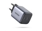 UGREEN USB C Wallcharger Nexode 90573 Dual,45W,PD GaN, Black (6957303895731)