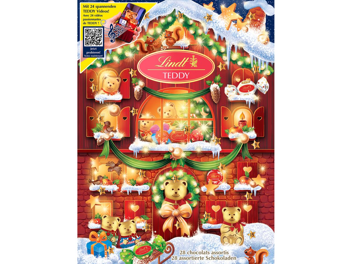 LINDT Calendario dell'Avvento 676615 Orsacchiotto con video 170g (4000539766145)