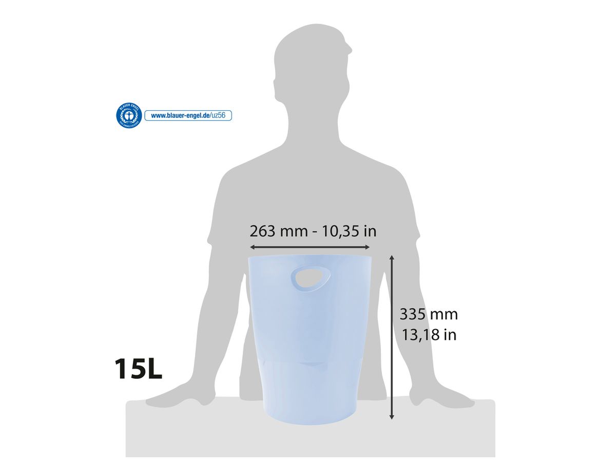 EXACOMPTA Corbeille à papier Ecobin 15 l 45362D Aquarel, bleu pastel (9002493037366)