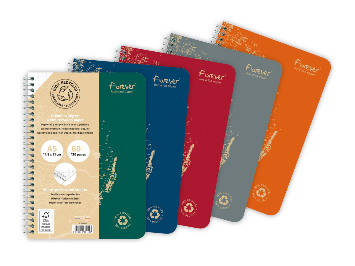 CLAIREFONTAINE Taccuino spirale FOREVER A5 68412C a scacchi, assortiti 60 f. (3210330684123)