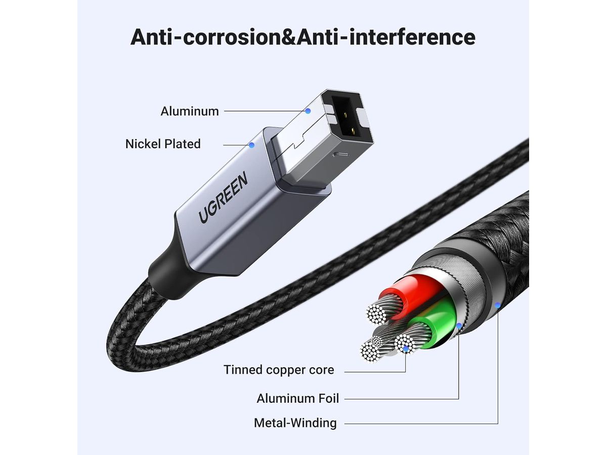 UGREEN Printer Cab. USB-C-USB-B 2.0 80808 3m,Black,BB (6957303888085)