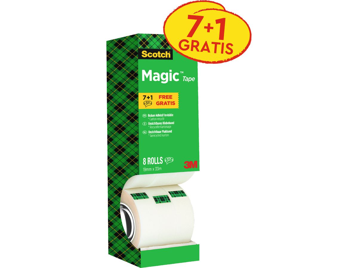 SCOTCH Magic Tape Turm 810 19mmx33m 8-1933R8 unsichtbar 8 Rollen (4046719205936)