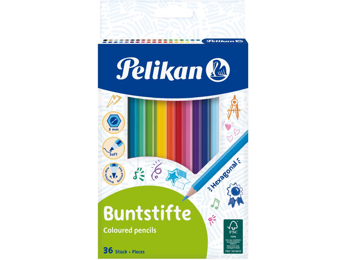PELIKAN Crayons de couleur hexagonal 700139 36 couleurs (4012700700131)