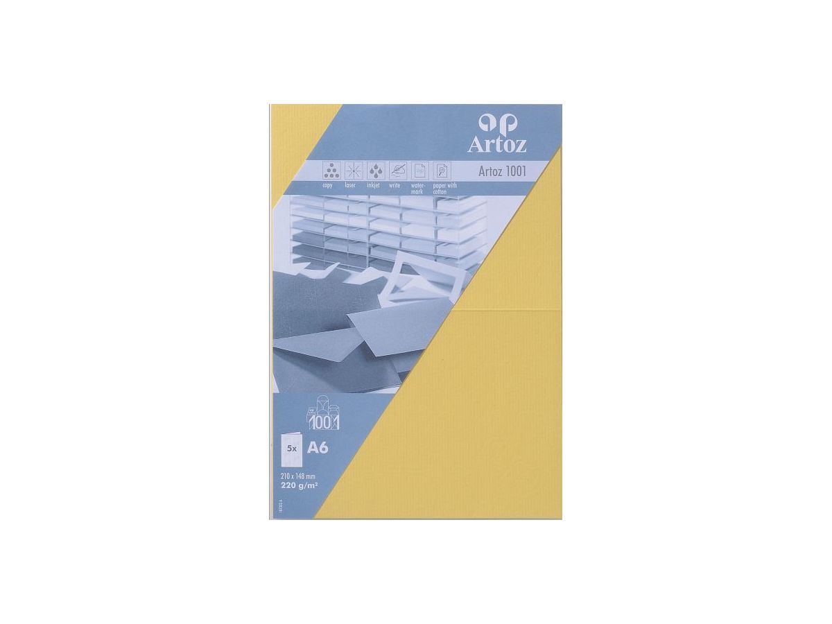 ARTOZ Karten 1001 A6 107322262 220g, lichtgelb 5 Blatt (7612450295153)