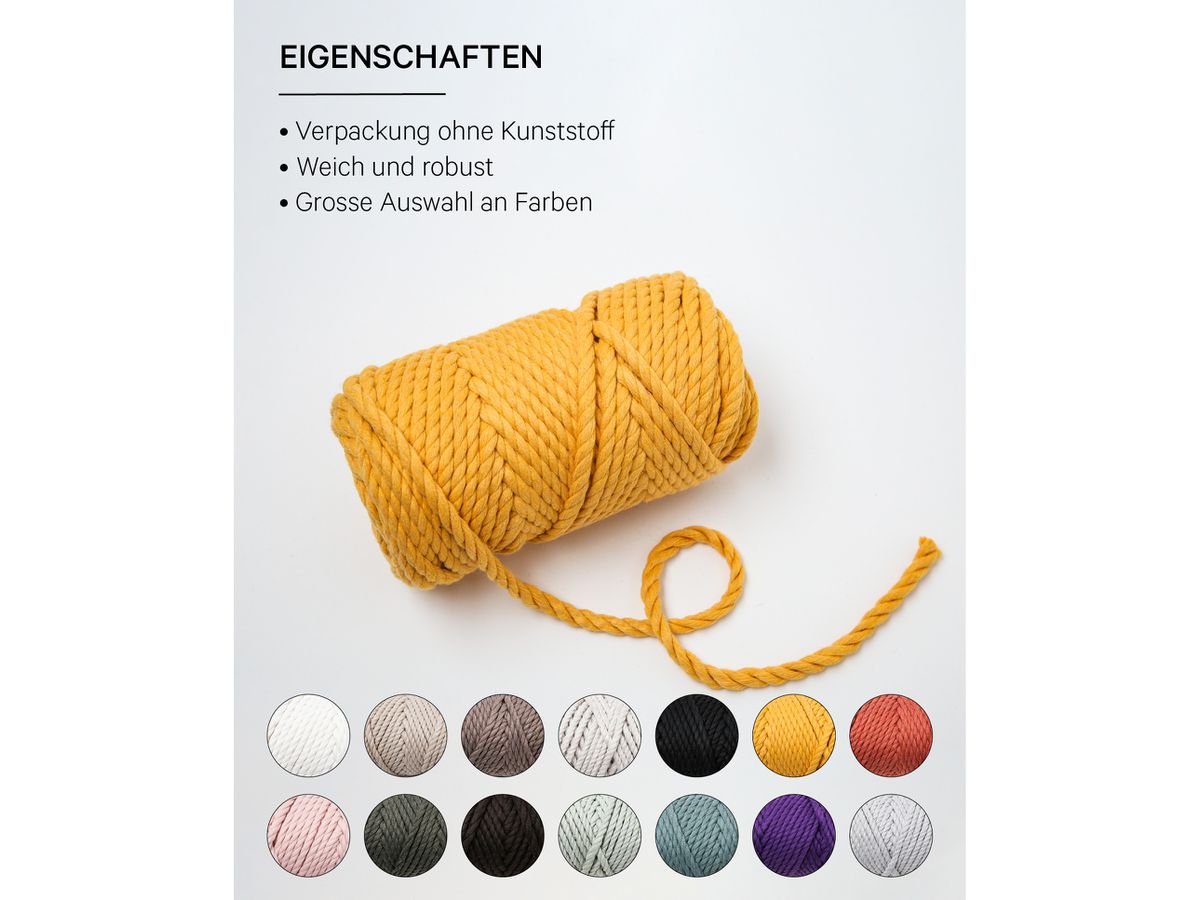 I AM CREATIVE Macrame Rope 6205.1 mustard, 5mm, 330g (7640415811070)