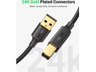 UGREEN Cable USB 2.0 AM/BM Print 10351 3m, Black (6957303813513)
