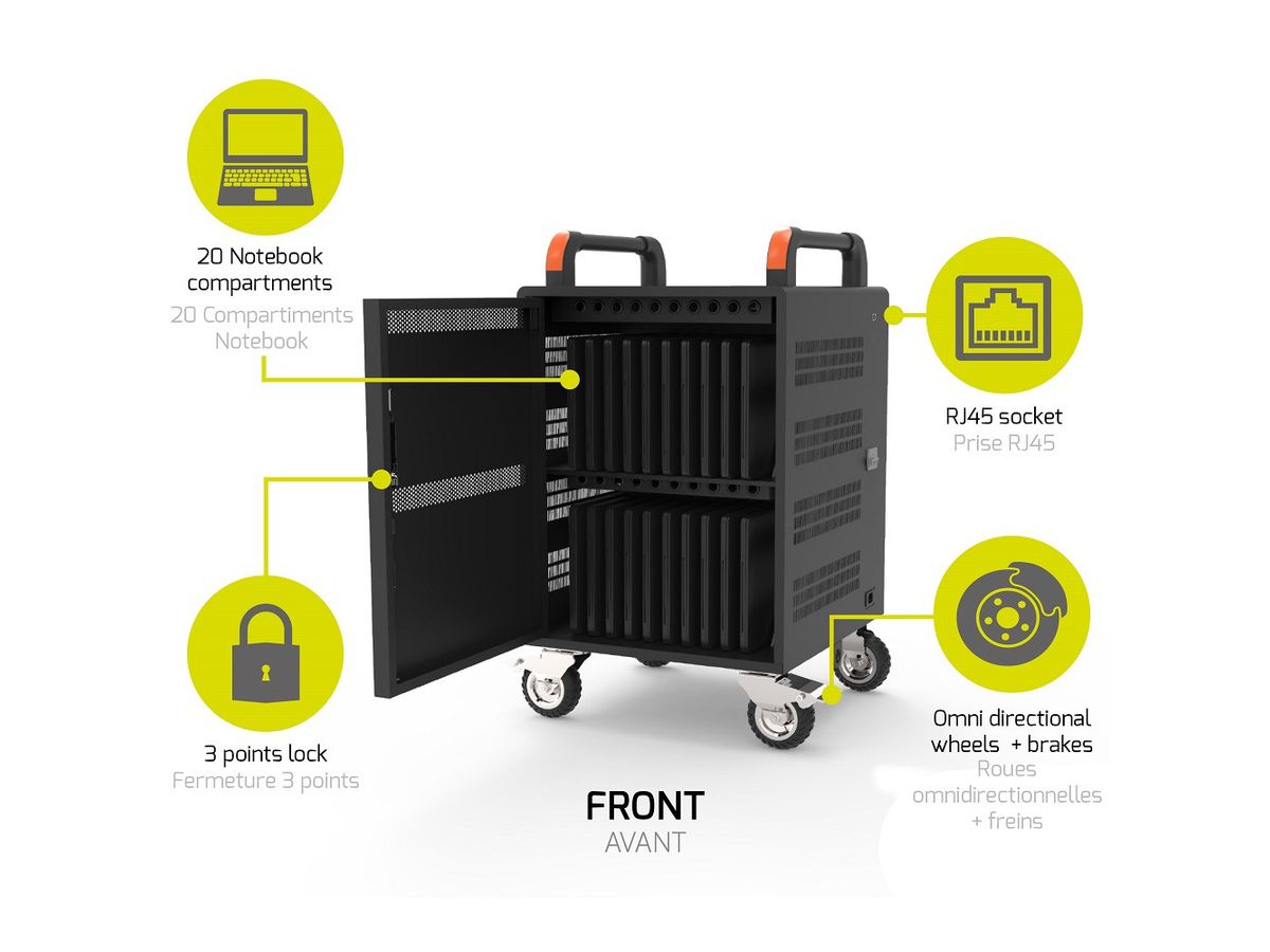 PORT naotic Charging Cabinet 901973 20 Notebooks+Rack 1XU 19Zoll (3567049019730)