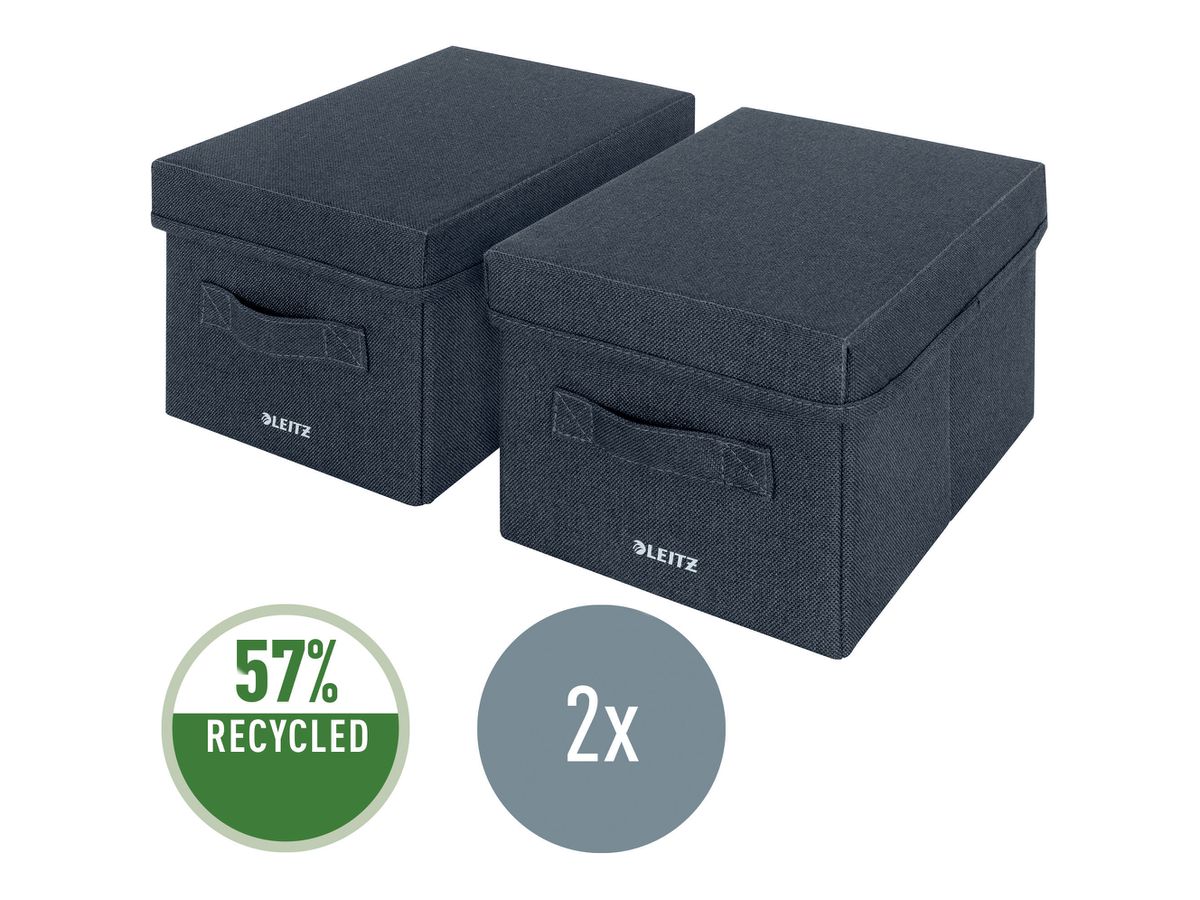 LEITZ Boîte rangement av. Couvercle 6146-00-89 gris vel. 2 pcs. 19x16x28.5cm (4002432134939)