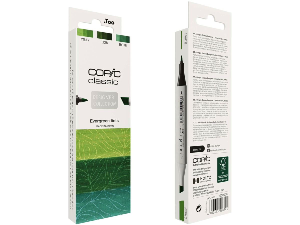 COPIC Marker Classic Designer 200750307 Evergreen tints 3 pièces (4013695268743)