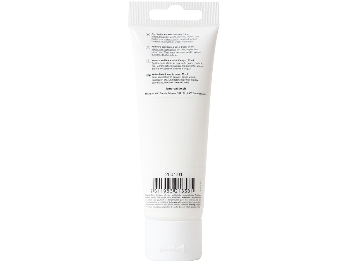 I AM CREATIVE Peinture acrylique 75ml 2001.01 blanc (7611983216581)