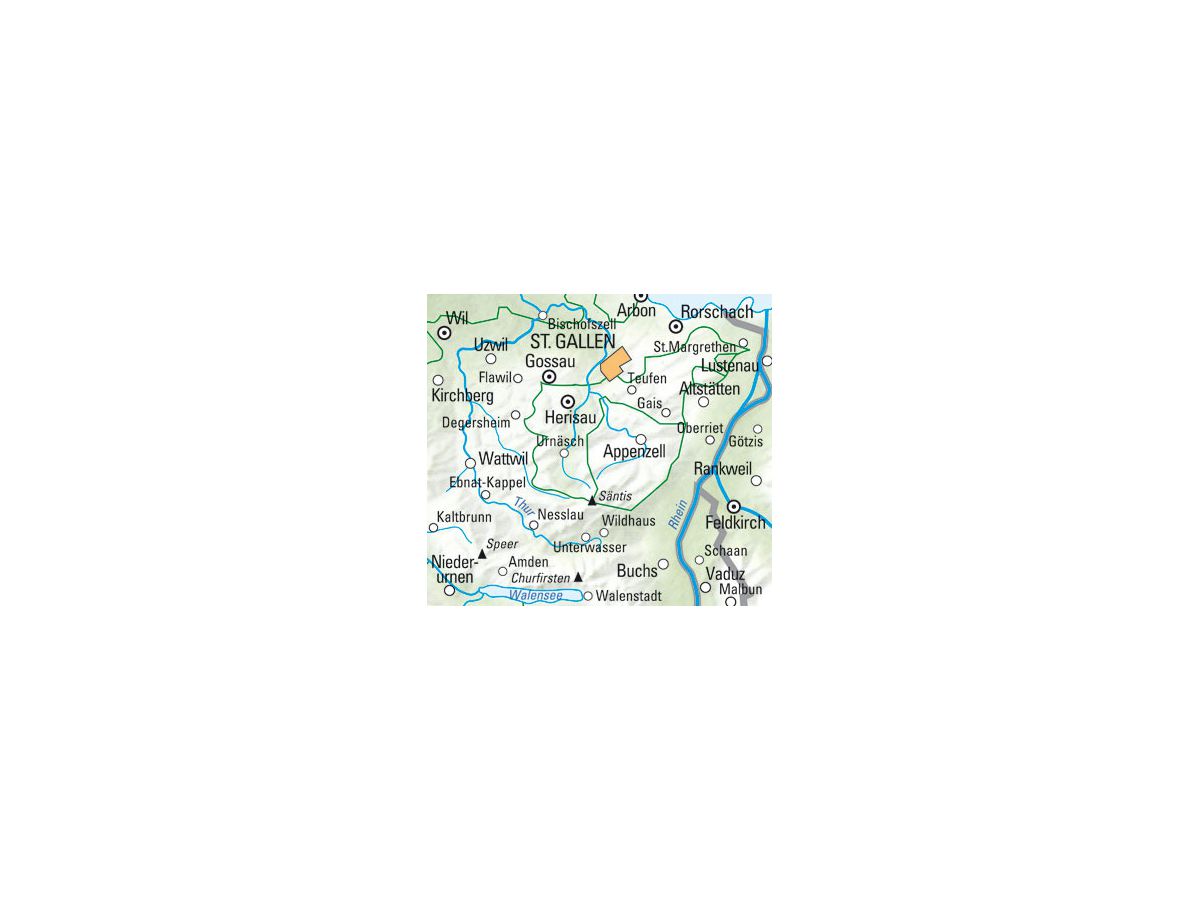 KÜMMERLY+FREY Carte des randonnées 1:60'000 325902207 St. Gallen-Appenzellerland (9783259022078)