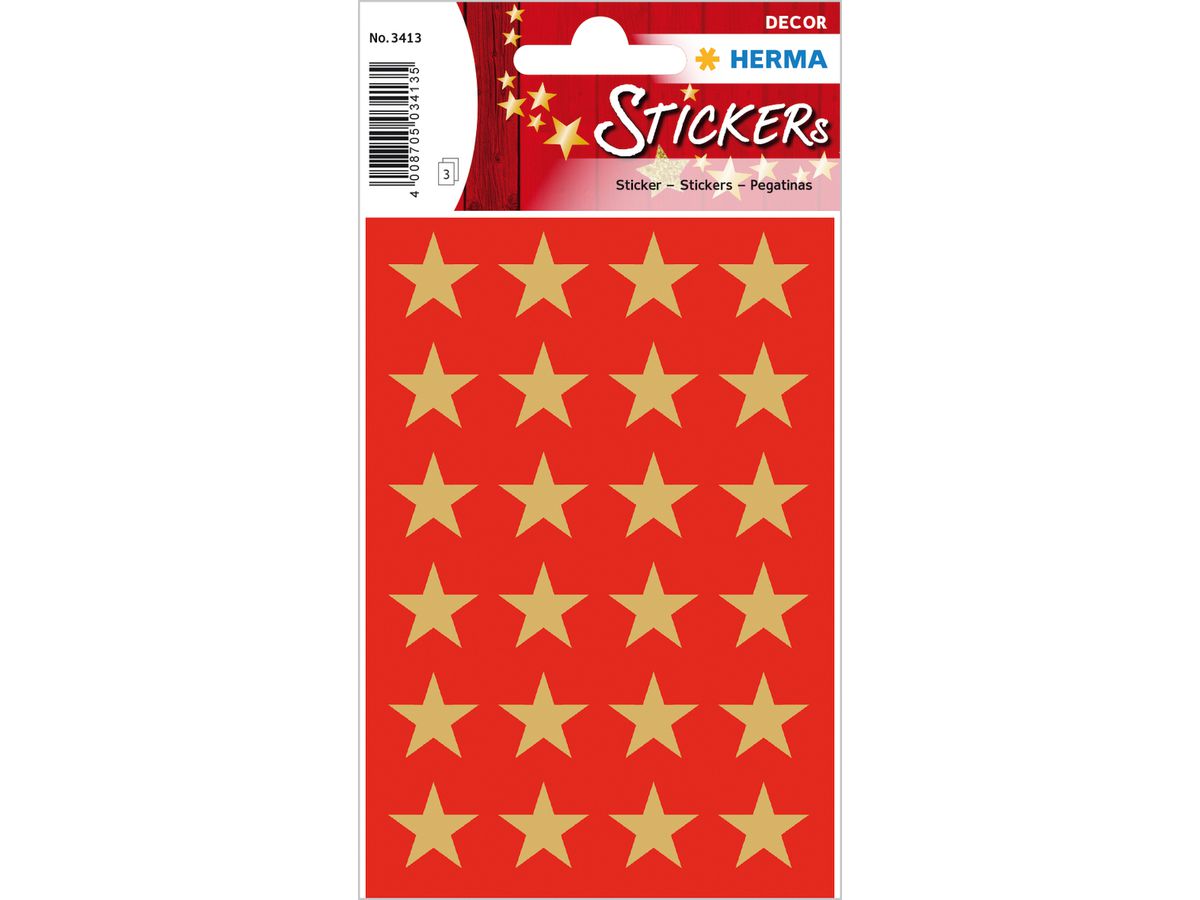 HERMA Sticker Stelle 3413 oro 72 pezzi/3 fogli (4008705034135)