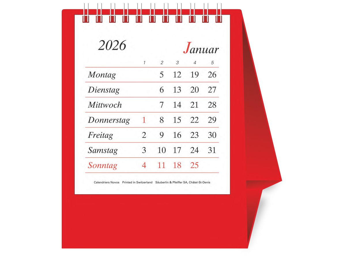 NOVOS Calendario Pro Bristol D. 2026 509018 1M/1P rosso DE 11.5x14cm (9771663509018)