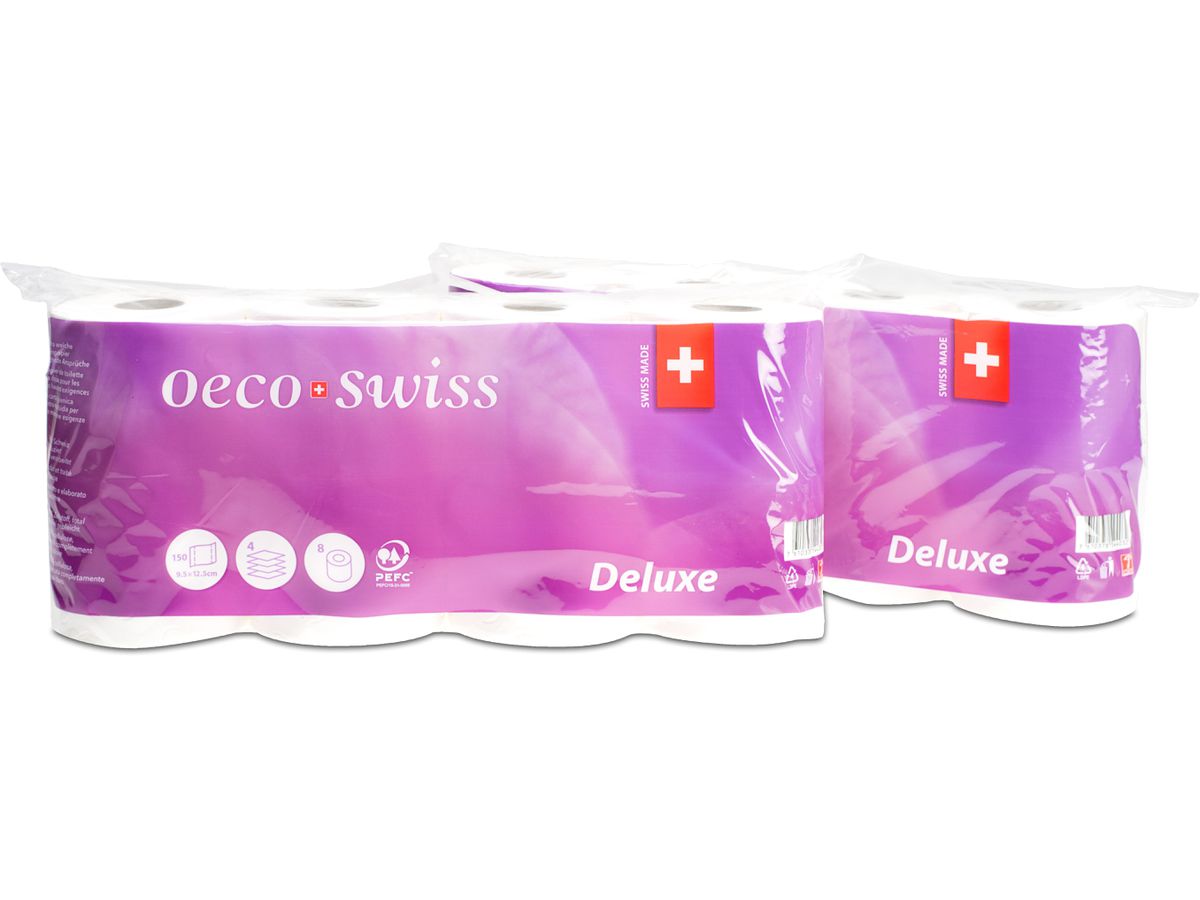 OECO SWISS Toilettenpapier Deluxe 1584403 4-lagig, 8 Rollen à 150 Blatt (7610378544032)