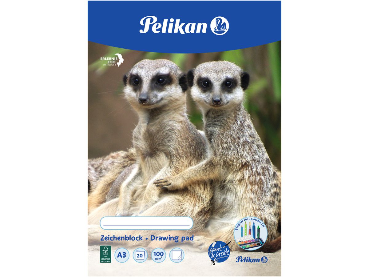 PELIKAN Bloc à dessin A3 224840 ass.,100gr 20 feuilles (4012700224842)