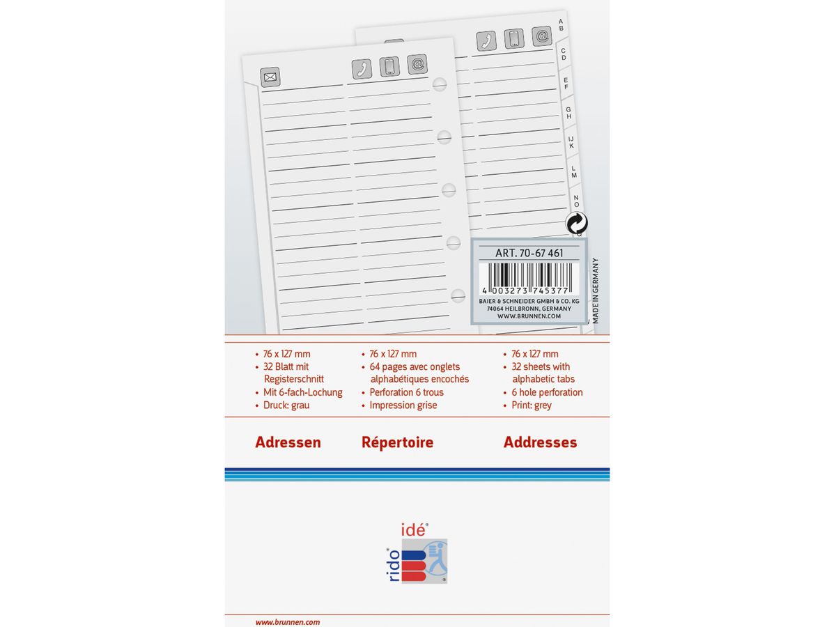 RIDOIDE Timing 3 registre d'adresses 7067461.26 32 feuilles 7.6x12.7cm (4003273745377)