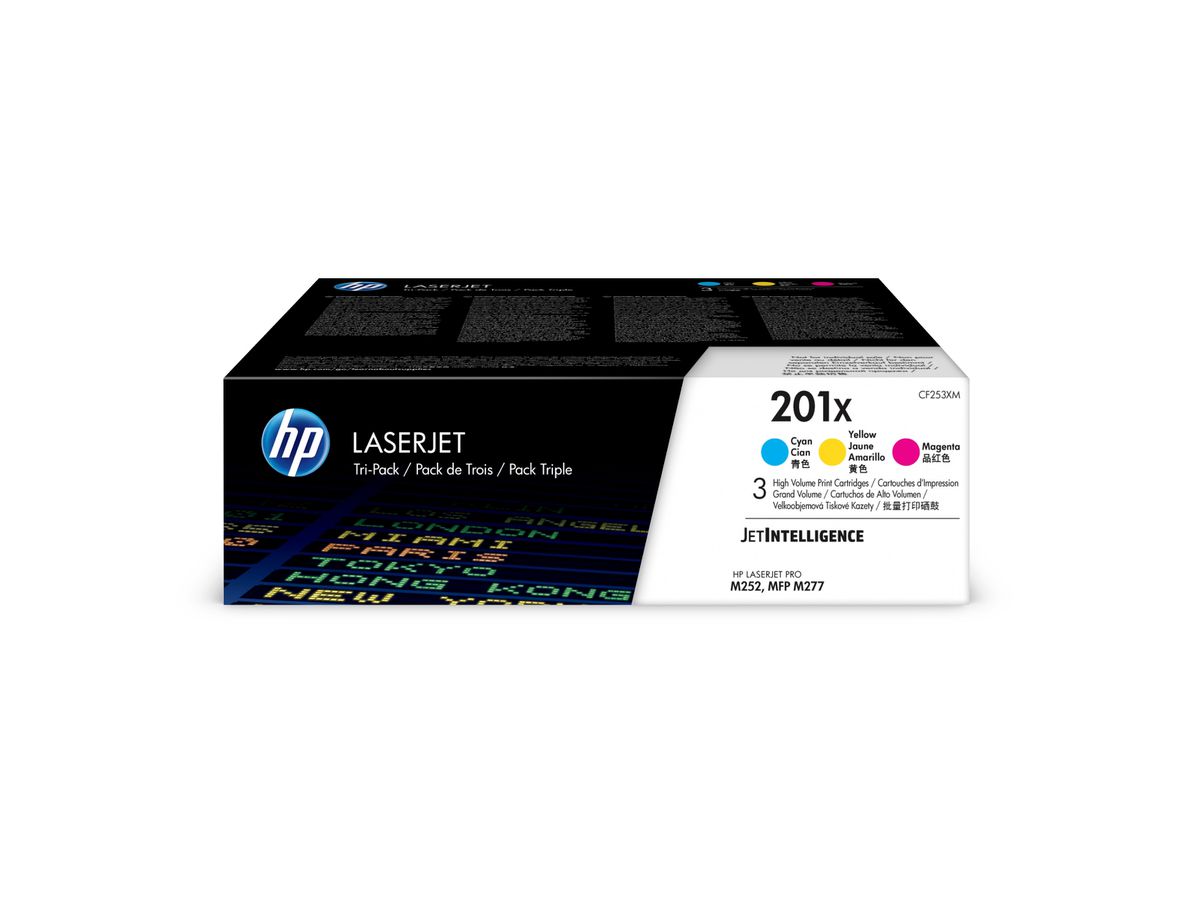 HP Toner Tri-Pack 201X CMY CF253XM CLJ Pro M252/MFP277 2300 S. (0190780321362)