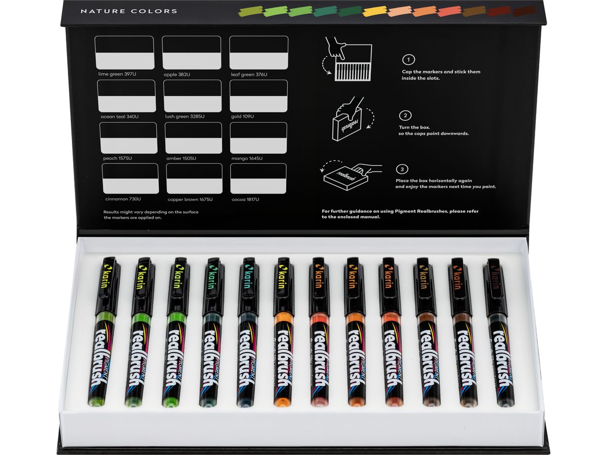 KARIN Real Brush Pen 0.4mm 33C3 Pigment, Nature Colors (5904446031589)