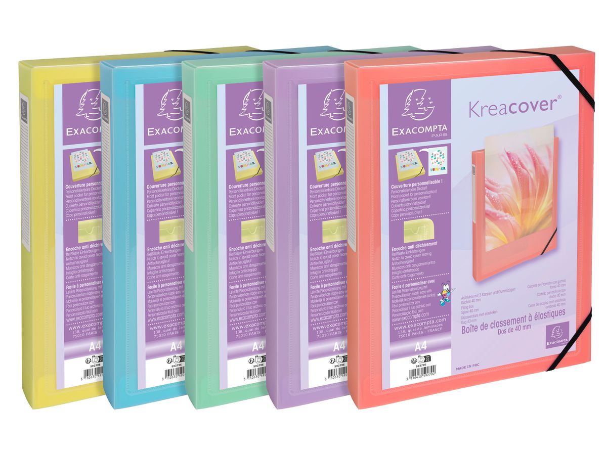 EXACOMPTA Dossiers collec. Aquarel A4 59279E ass., elastico Creacover 40mm (3130630592792)