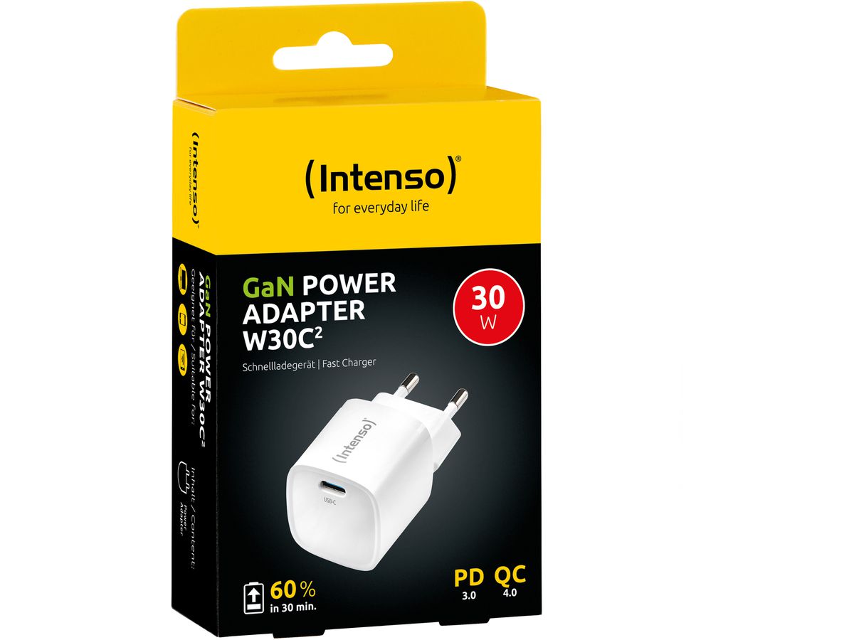 INTENSO Power Charger 30W GaN white 7803062 30W, 1xUSB-C (4034303034673)