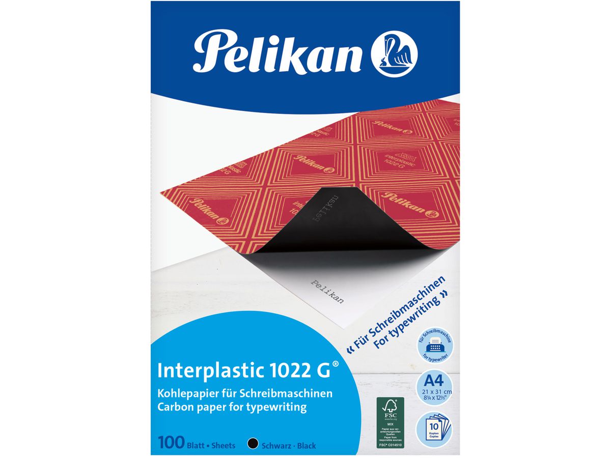 PELIKAN Papier de carbone 1022G A4 404400 entre plastique 100 feuilles (4012700404404)