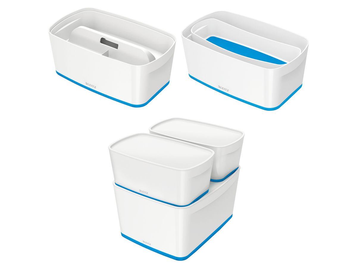 LEITZ MyBox Klein, mit Deckel 5lt 52291036 weiss/blau (4002432116522)