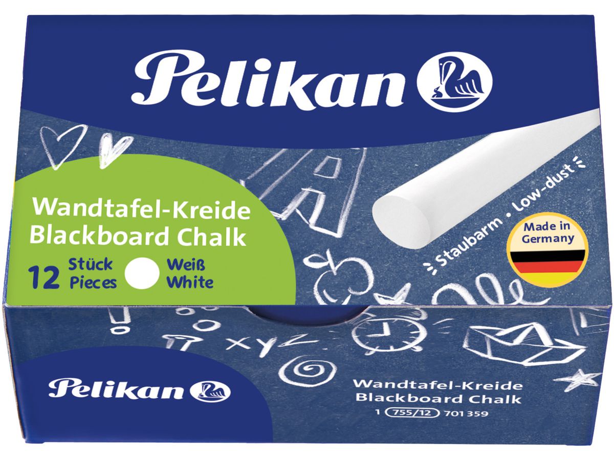 PELIKAN Craies p. tableau noir 755/12 701359 blanc 12 pièces (4012700701350)