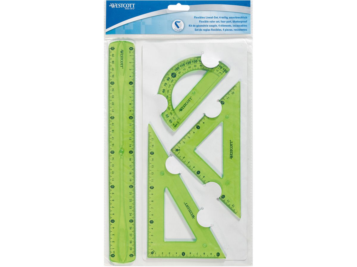 WESTCOTT Geometrie-Set Flexi E-10302 00 blau/rot/grün 4-teilig (4027521515390)