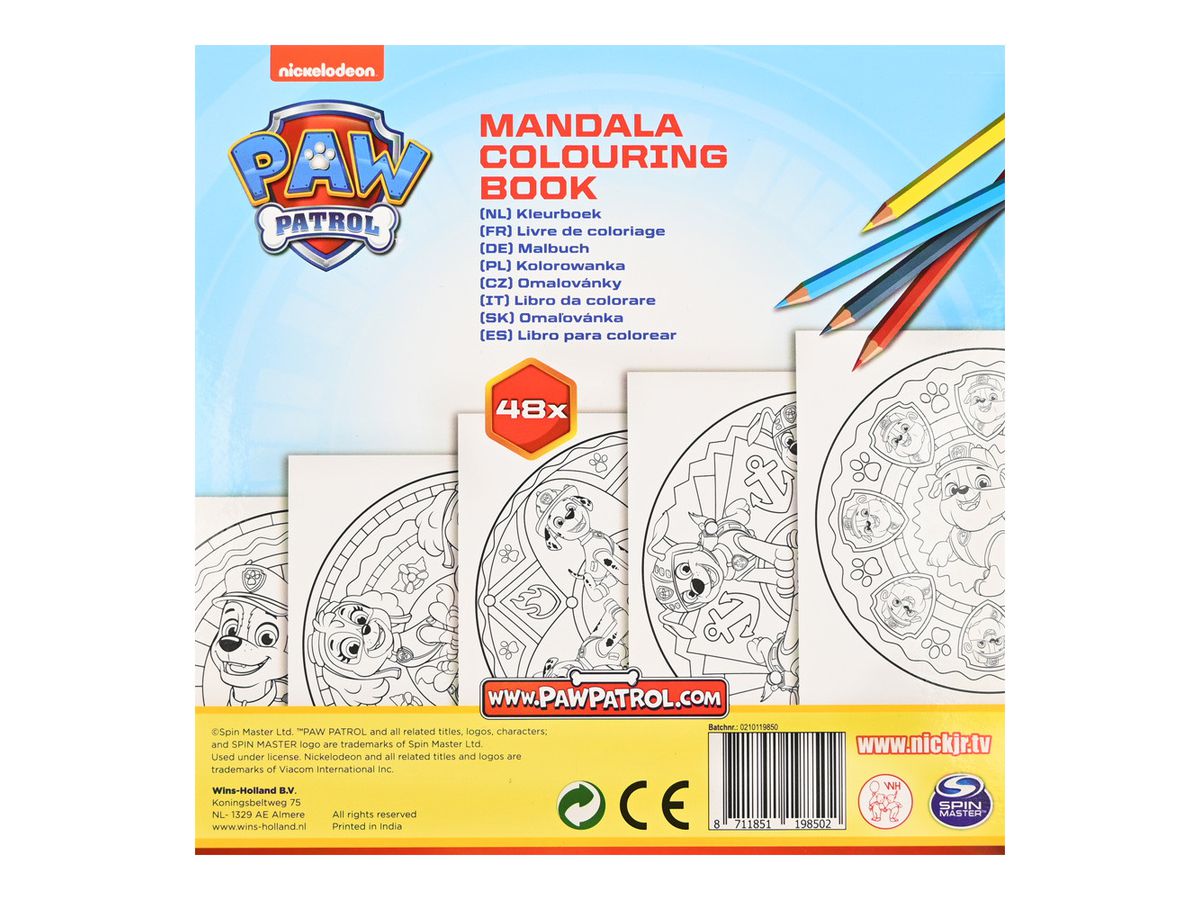 ROOST Bloc de coloriage Mandala B1985 Paw Patrol 18x18cm (8711851198502)