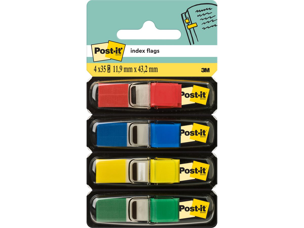 POST-IT Index schmal 11.9x43.2mm 683-4 4-farbig ass./4x35 Blatt (0021200508769)