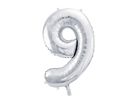 PARTYDECO Palloncino in foil no. 9 86cm FB1M-9-018 argento (5902230736092)