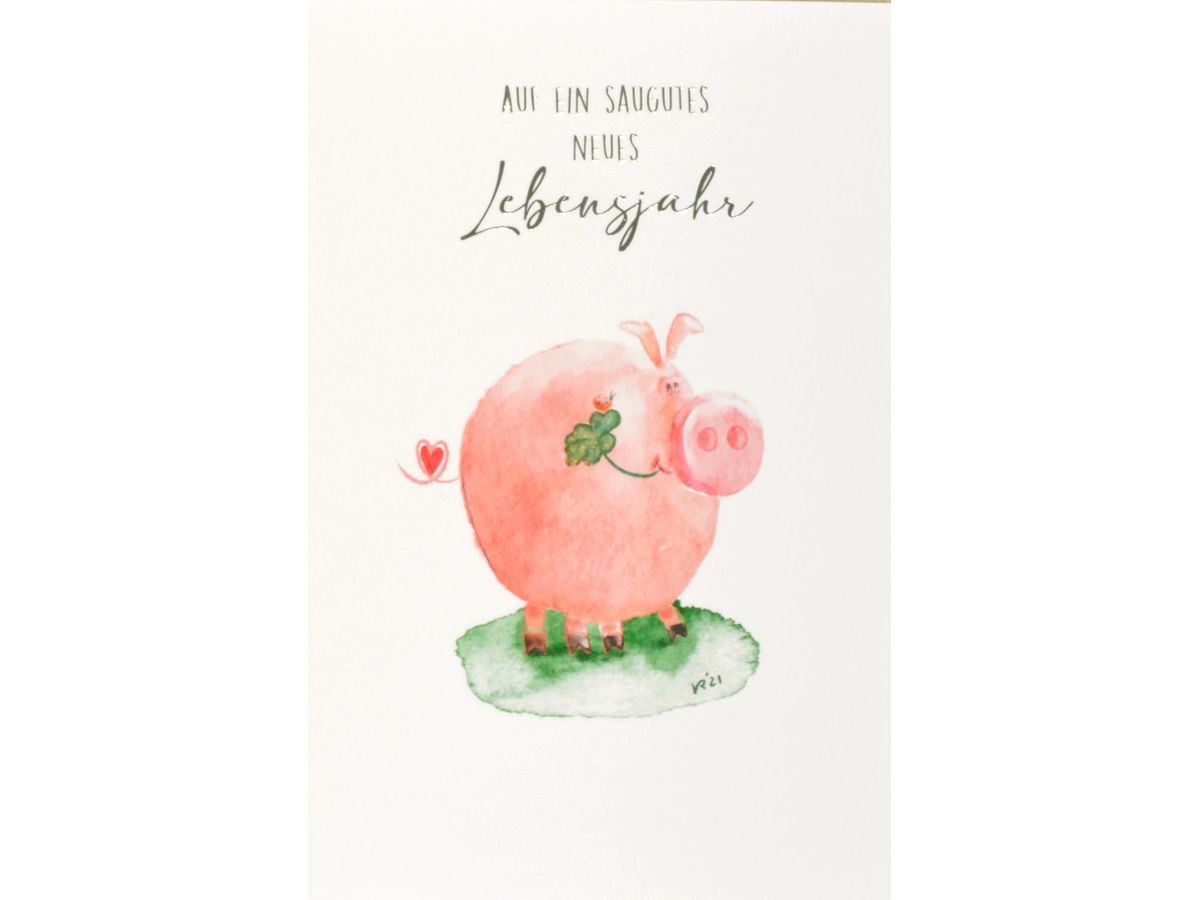 ABC Carte d'anniversaire cochon 1120004700 B6 ()