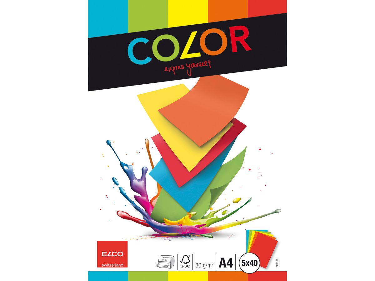 ELCO Universalpapier Color A4 74616.00 80g, 5-farbig 5x40 Blatt (7610425364408)