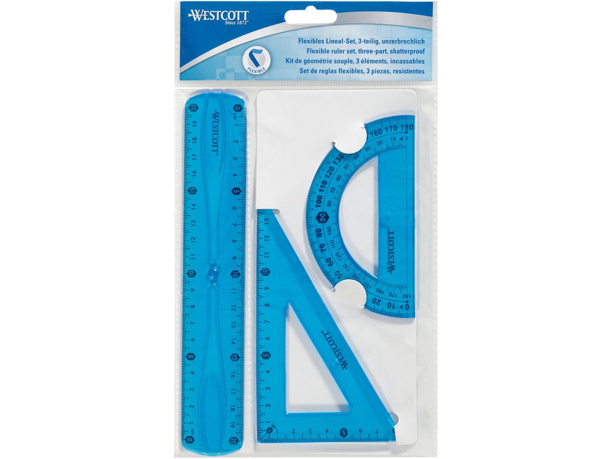 WESTCOTT Geometrie-Set Flexi E-10301 00 blau/rot/grün 3-teilig (4027521515383)