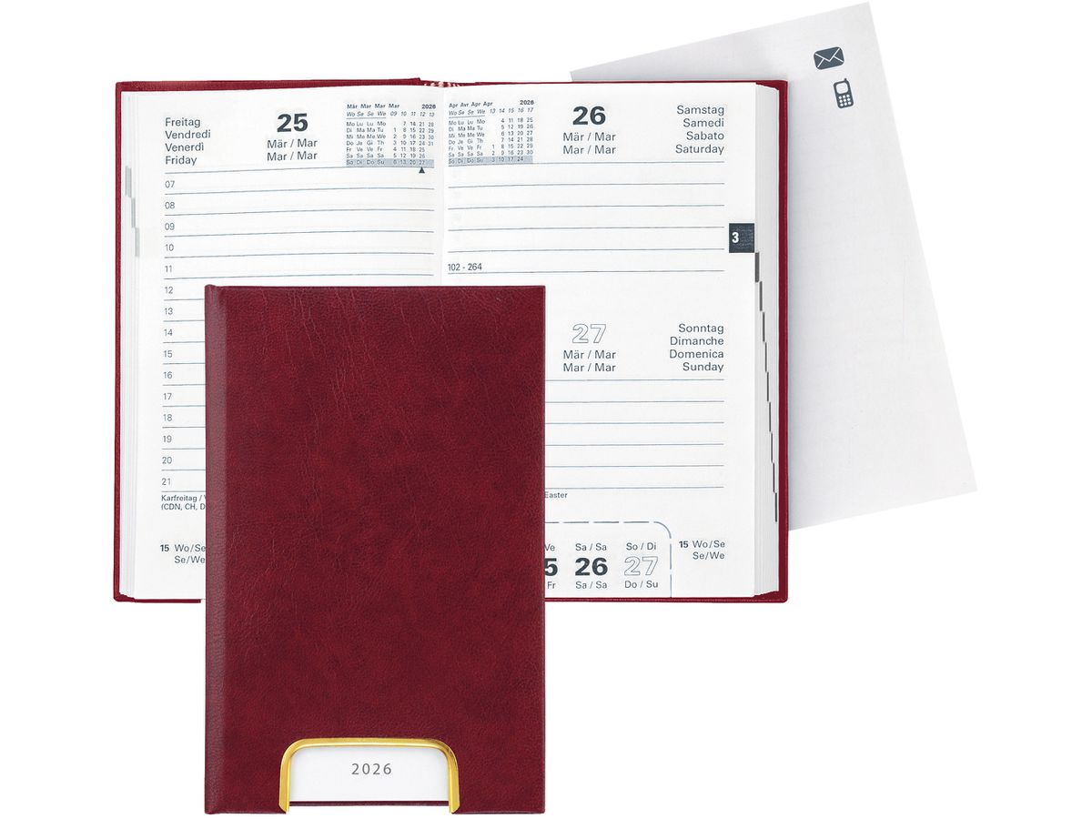 BIELLA Agenda Disponent 2026 807401470026U 1G/1P rosso vino ML 10.1x16cm (7611365524853)