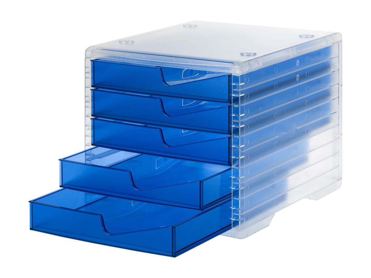 STYRO Styroswingbox light 275-8430.322 trasparente/blu 5 cassetti (7612176088930)